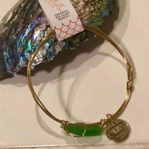 Shellie’s Greenies Sea Glass Gold-Tone Bangle Bracelet NWT